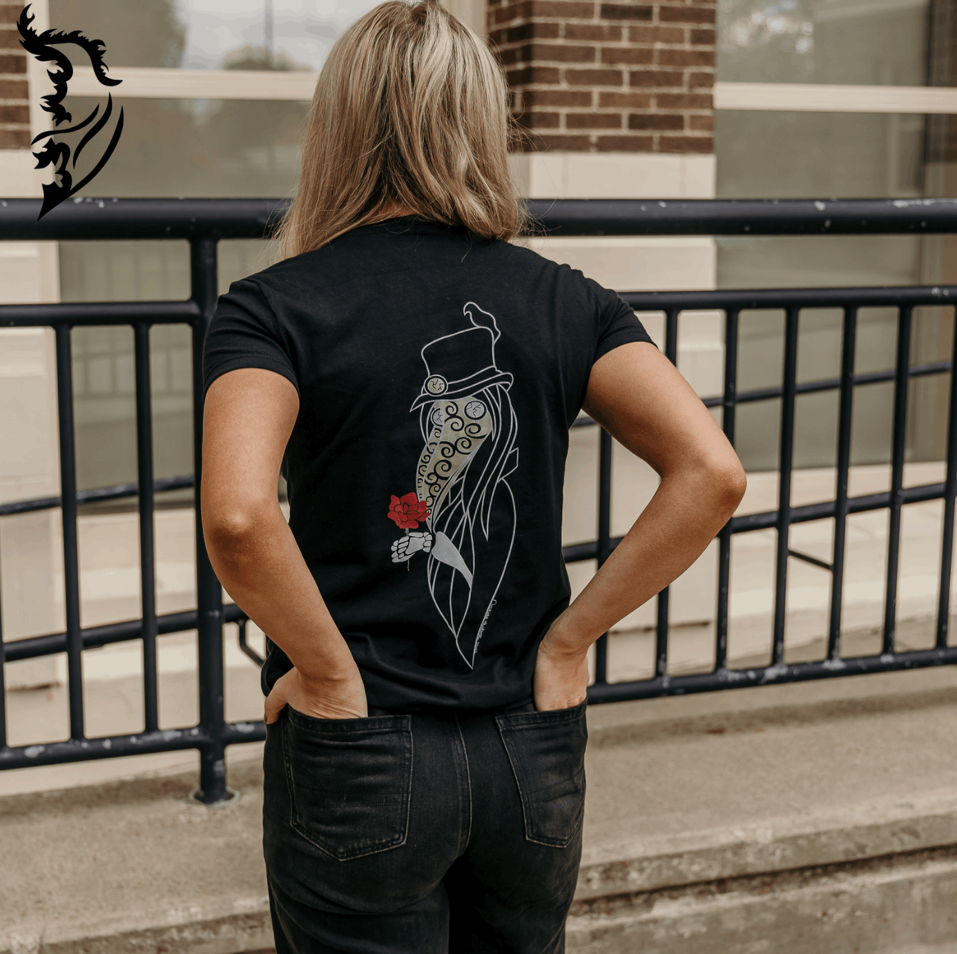 Plague Doctor Hand - drawn Ladies T-Shirt