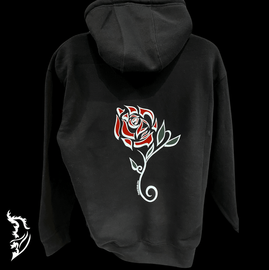 Red Rose Fleece Lined Hoodie