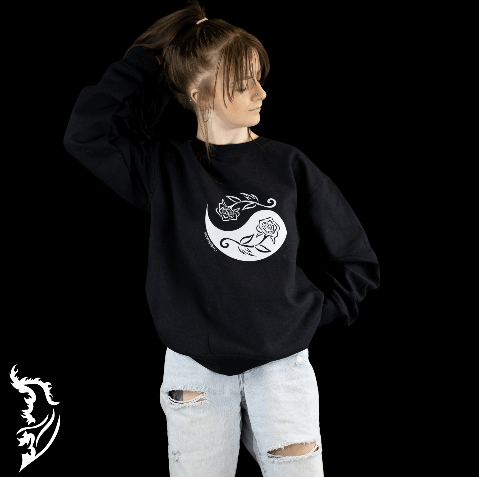 Rose | Yin and Yang Hand - drawn Sweatshirt