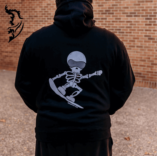 "Skelly" The Skeleton Snowboarder Hand - drawn Hoodie