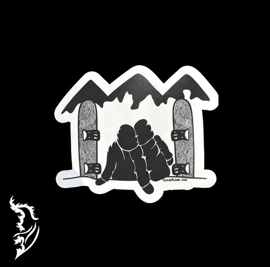 Snowboard Couple Hand - drawn Vinyl Sticker