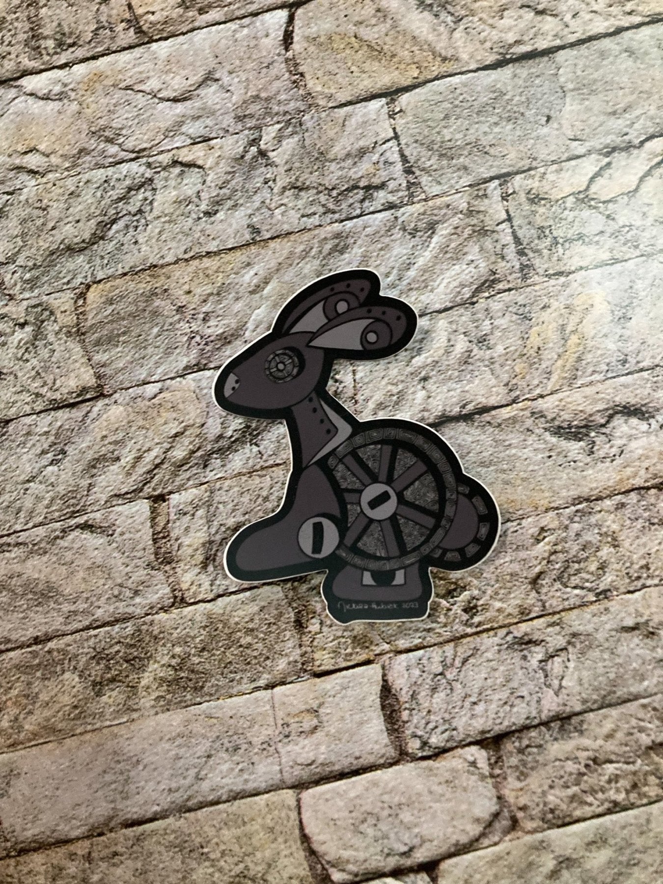 Steampunk Bunny Hand - drawn Vinyl Sticker