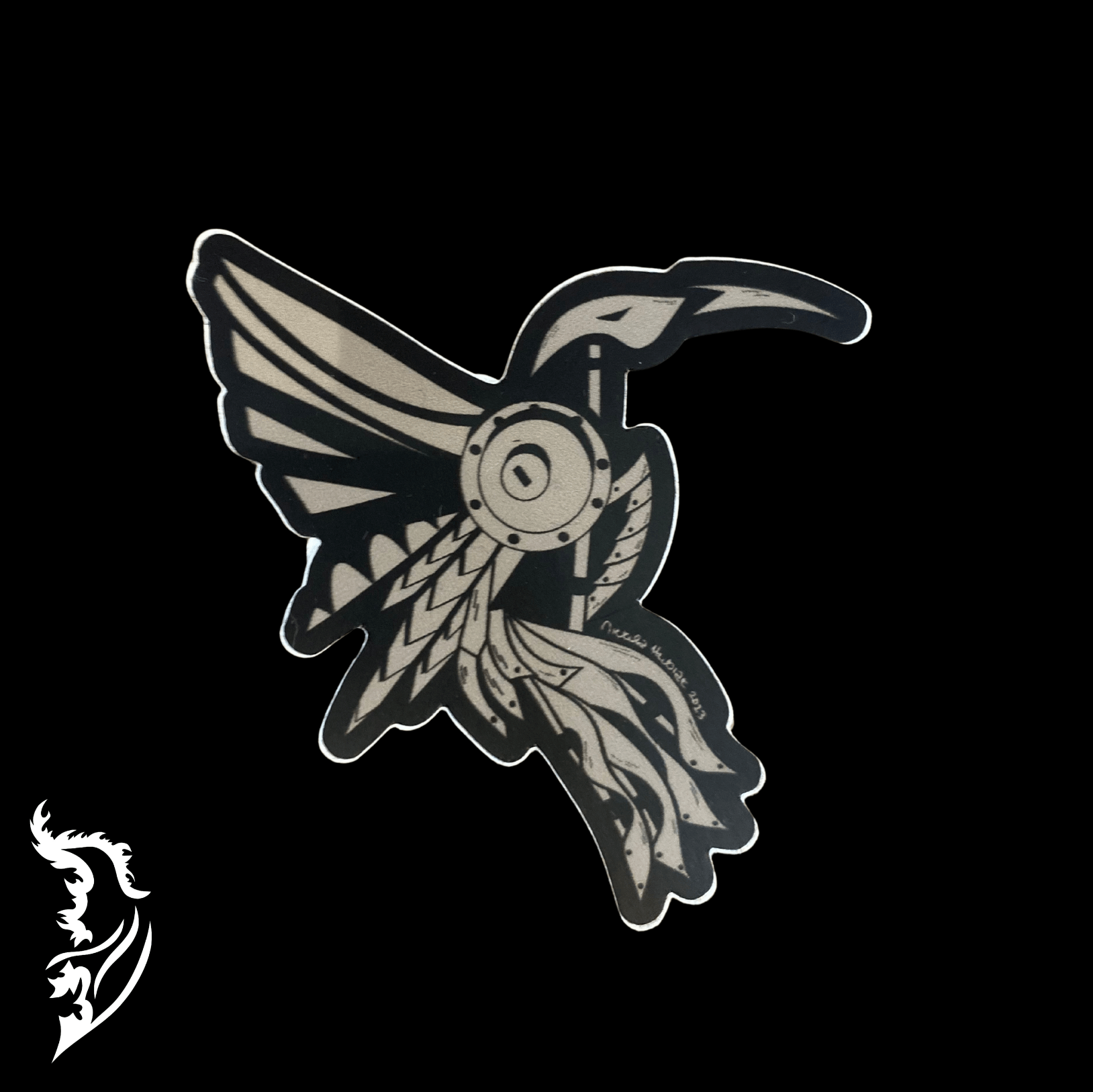 Steampunk Hummingbird Vinyl Sticker