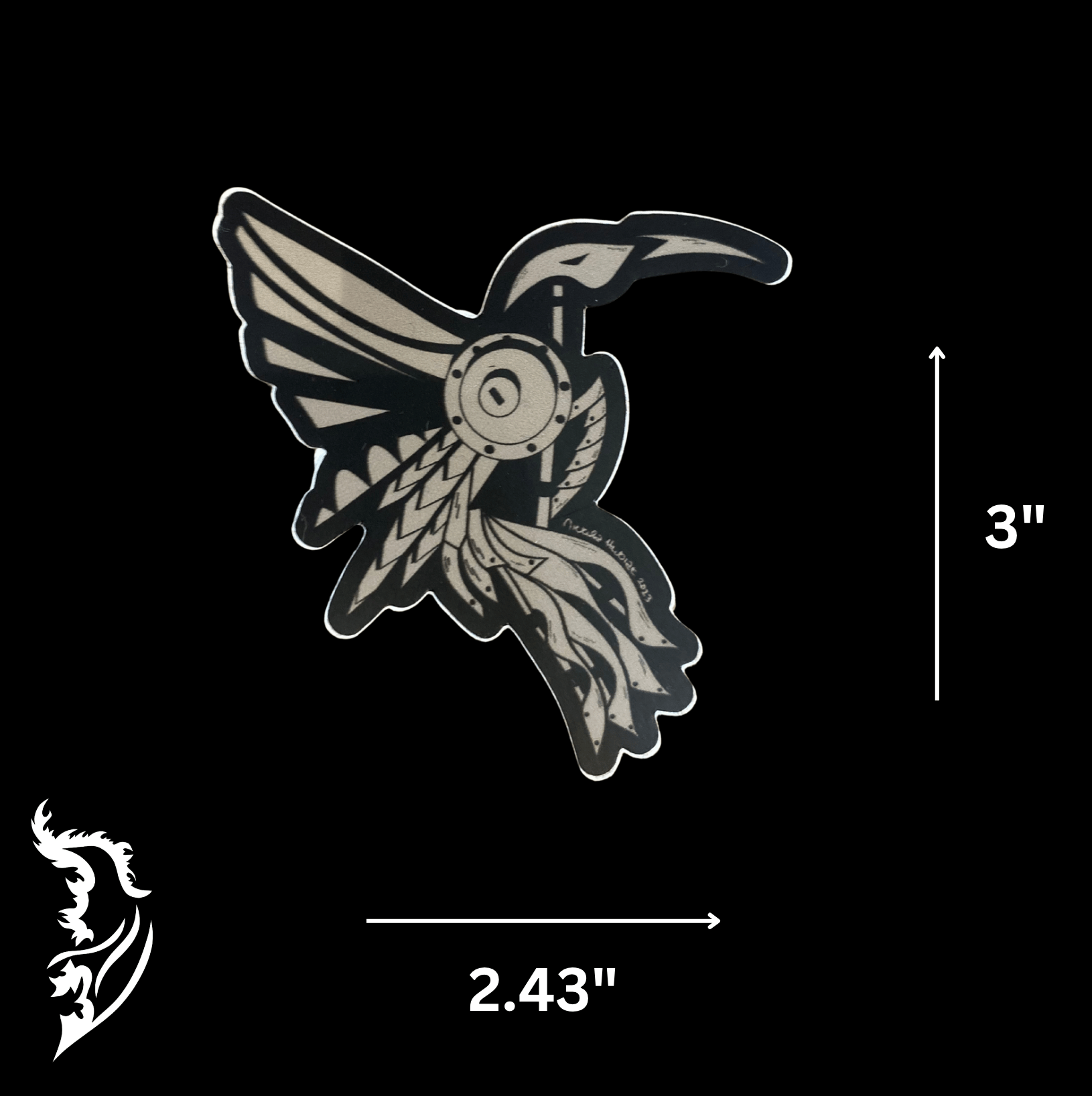 Steampunk Hummingbird Vinyl Sticker