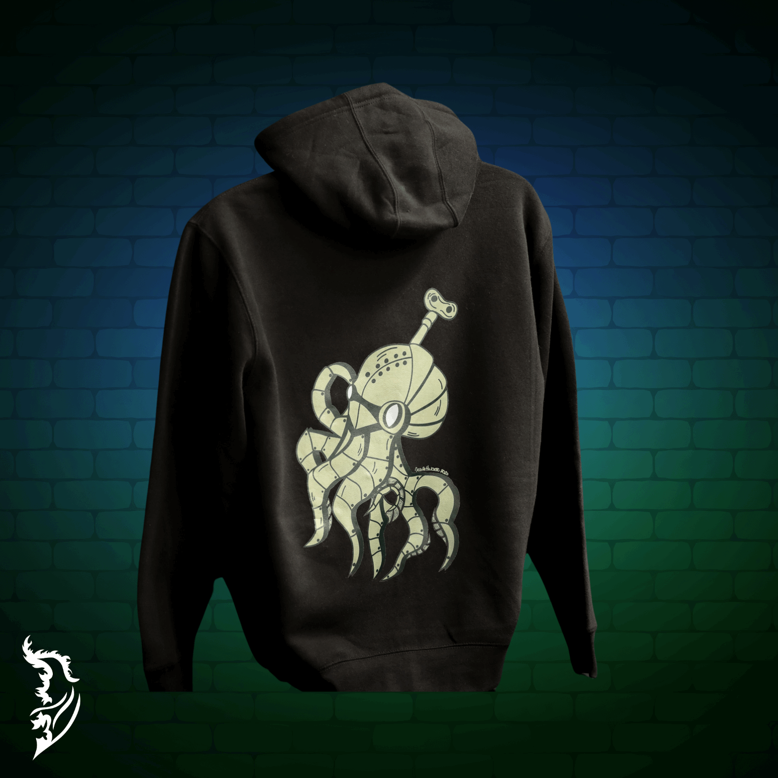 Steampunk Octopus Zip - Up Hand - drawn Hoodie