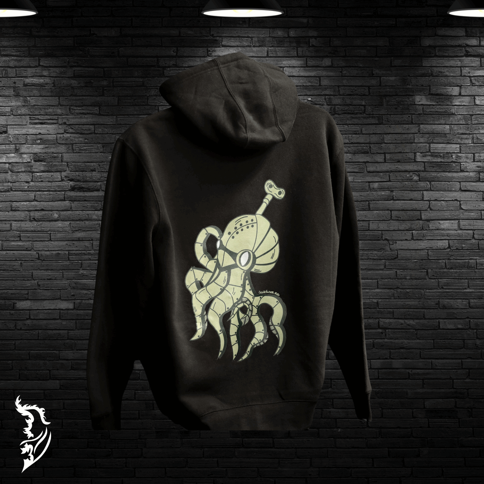 Steampunk Octopus Zip - Up Hand - drawn Hoodie