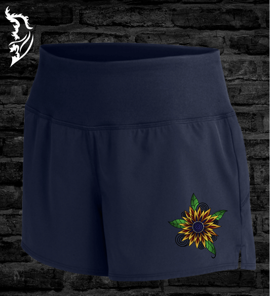 Sunflower Hand - drawn Ladies Athletic Shorts