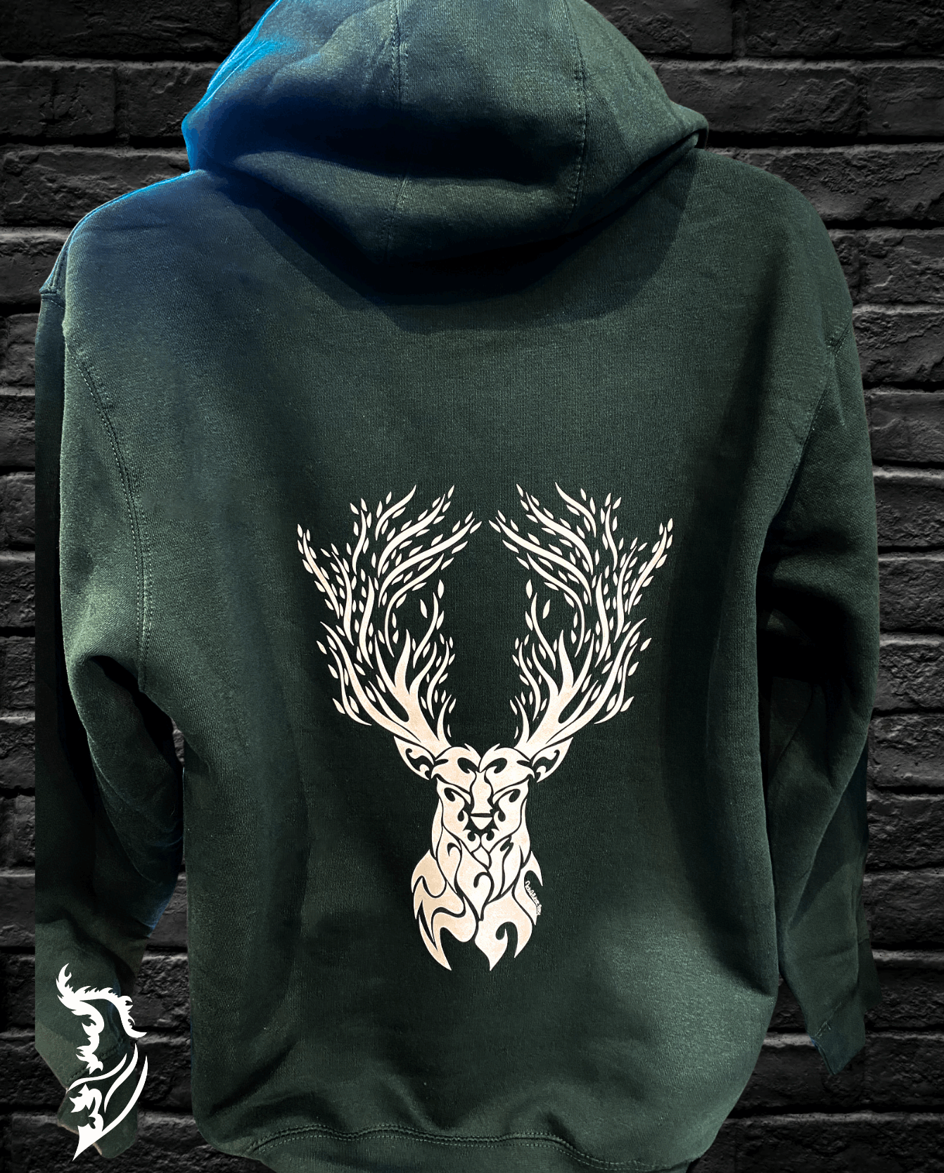 The Stag Hand - drawn Fleece Lined Hoodie