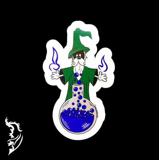 Wizard with Potion Hand - drawn Vinyl Sticker