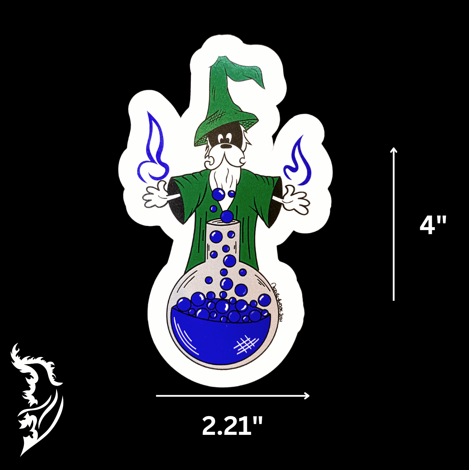 Wizard with Potion Hand - drawn Vinyl Sticker