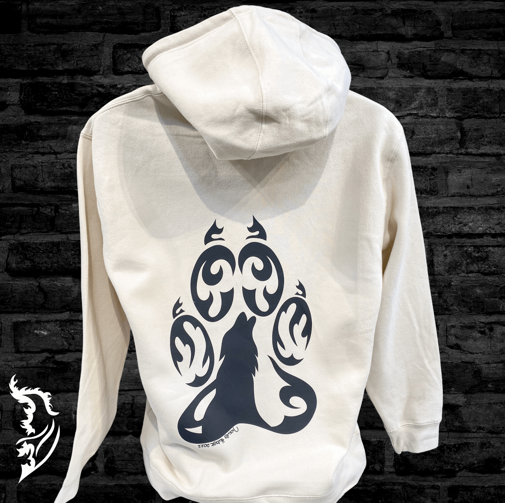 Wolf Hand - drawn Fleece Lined Hoodie