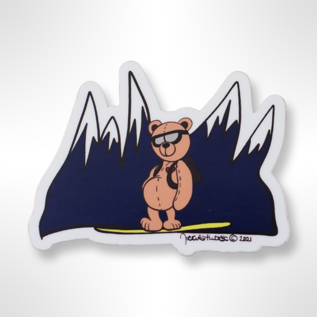 Snowboarding Bear Hand-drawn Vinyl Sticker