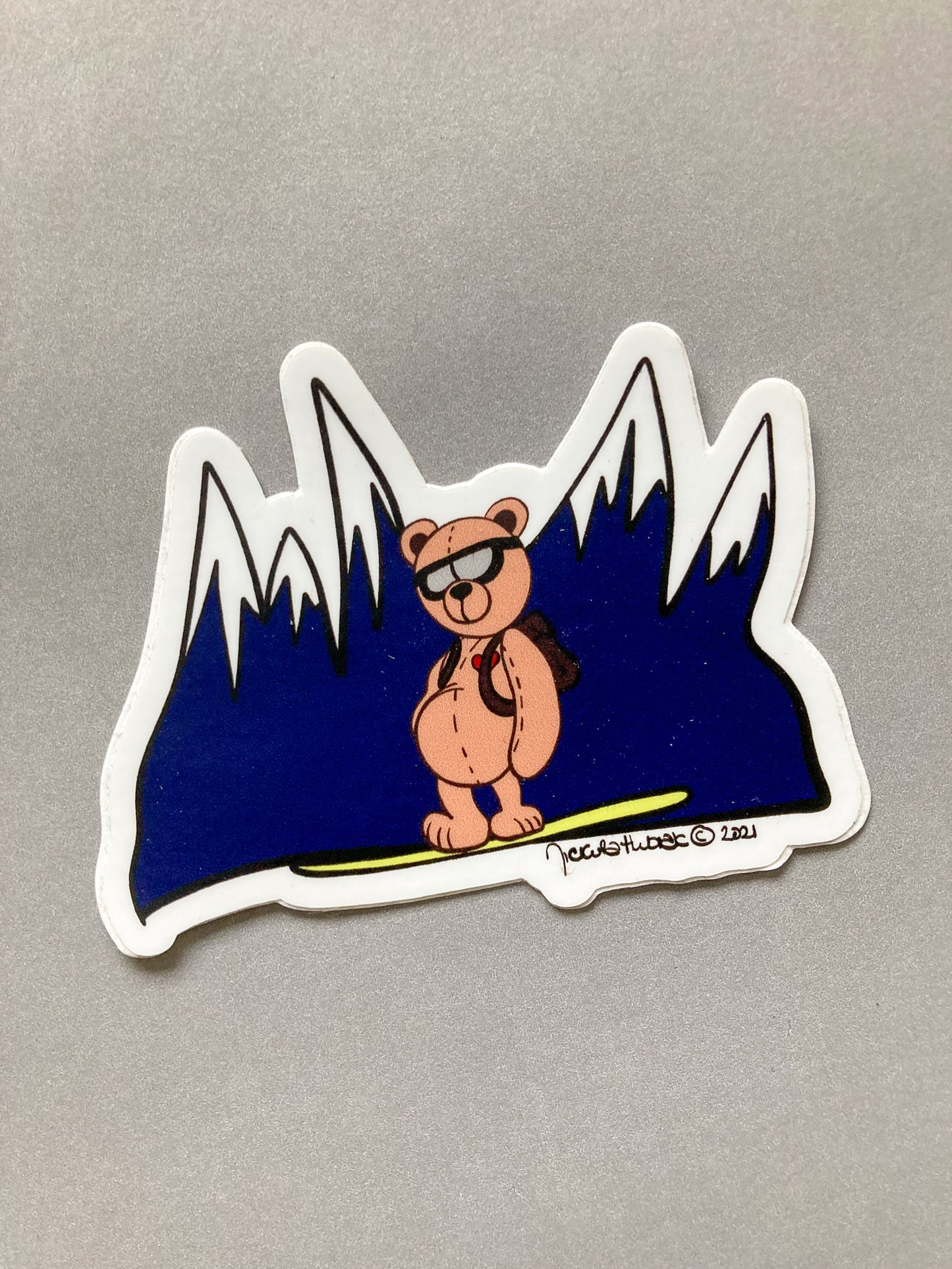 Snowboarding Bear Hand-drawn Vinyl Sticker