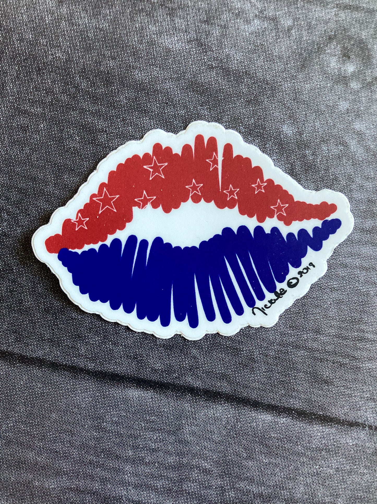 Patriotic Lip Hand-drawn Vinyl Sticker