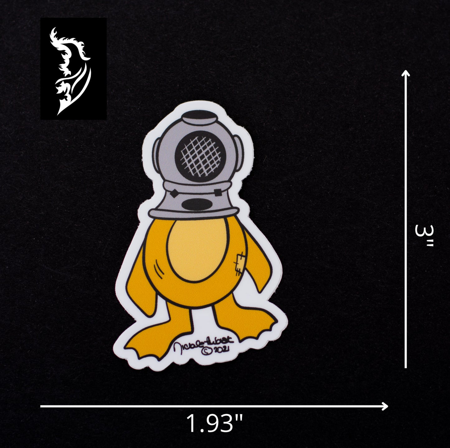 Duck with Helmet Vinyl Sticker