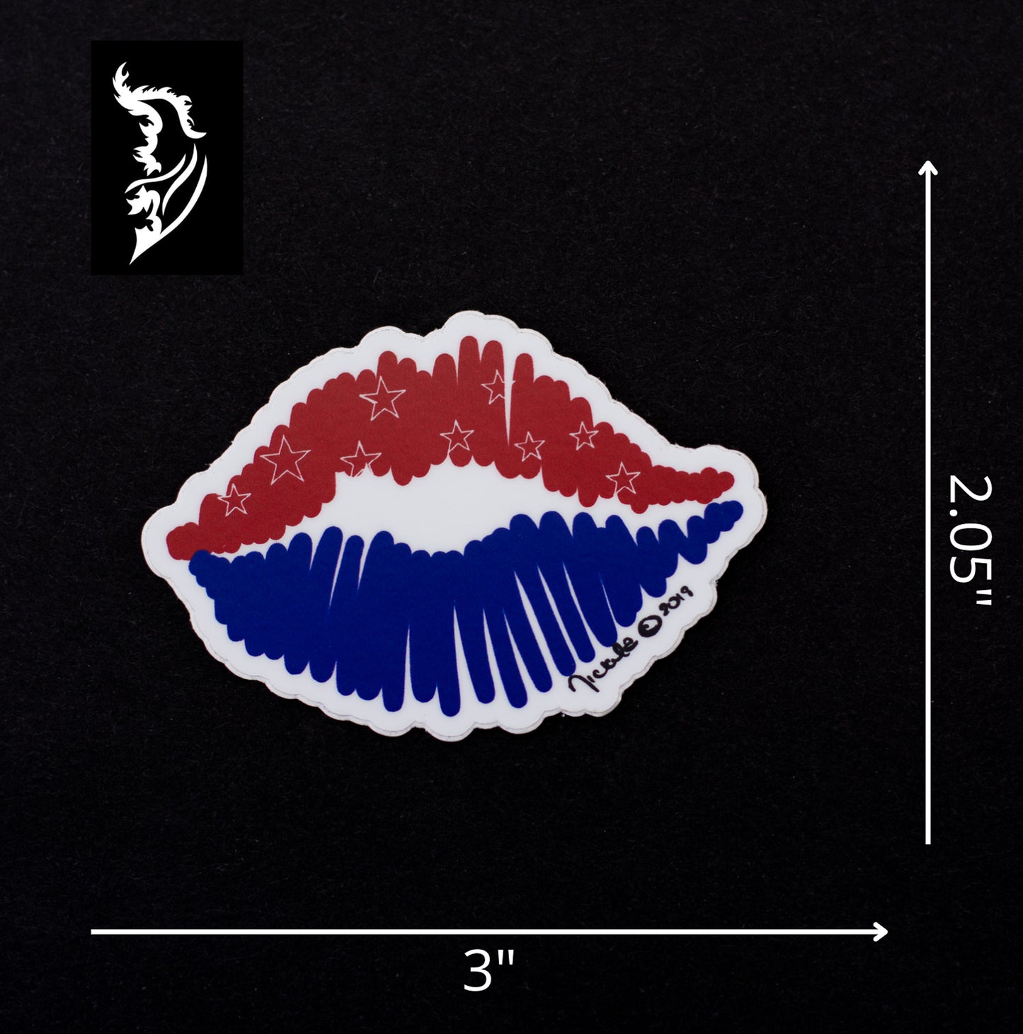 Patriotic Lip Hand-drawn Vinyl Sticker