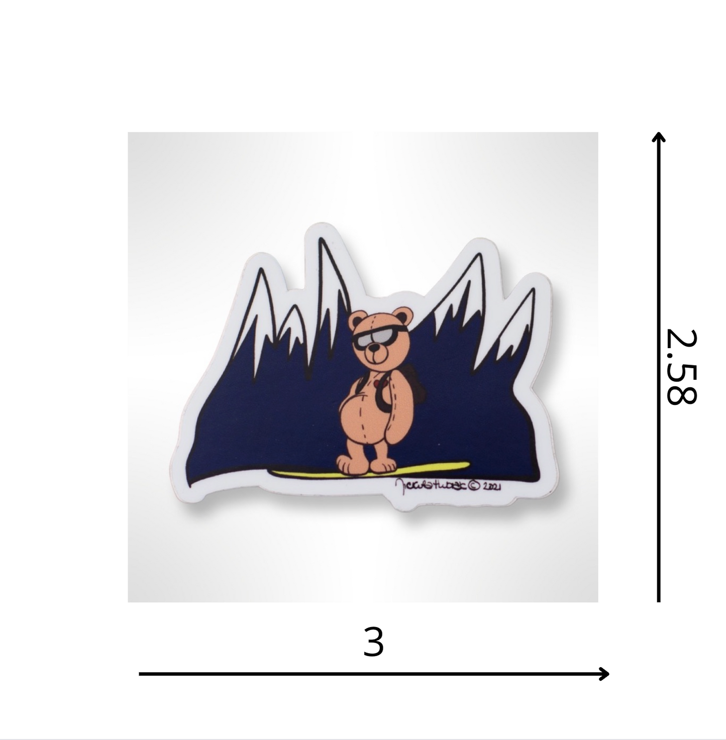 Snowboarding Bear Hand-drawn Vinyl Sticker