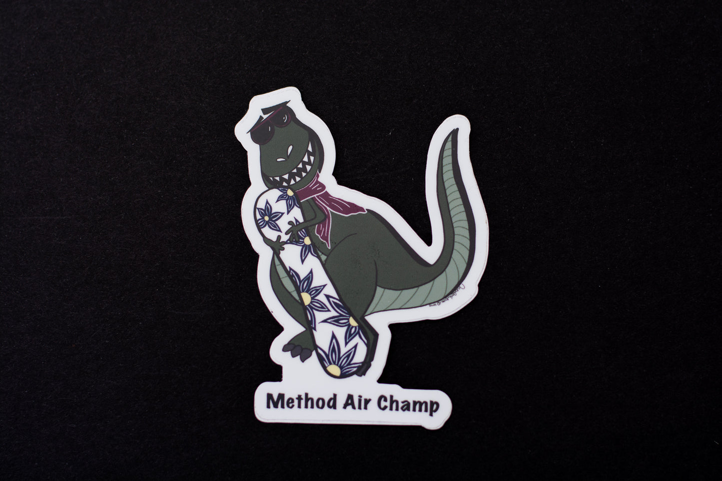 Snowboarding T-Rex Hand-drawn Vinyl Sticker