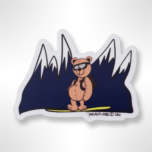 Snowboarding Bear Hand - drawn Vinyl Sticker