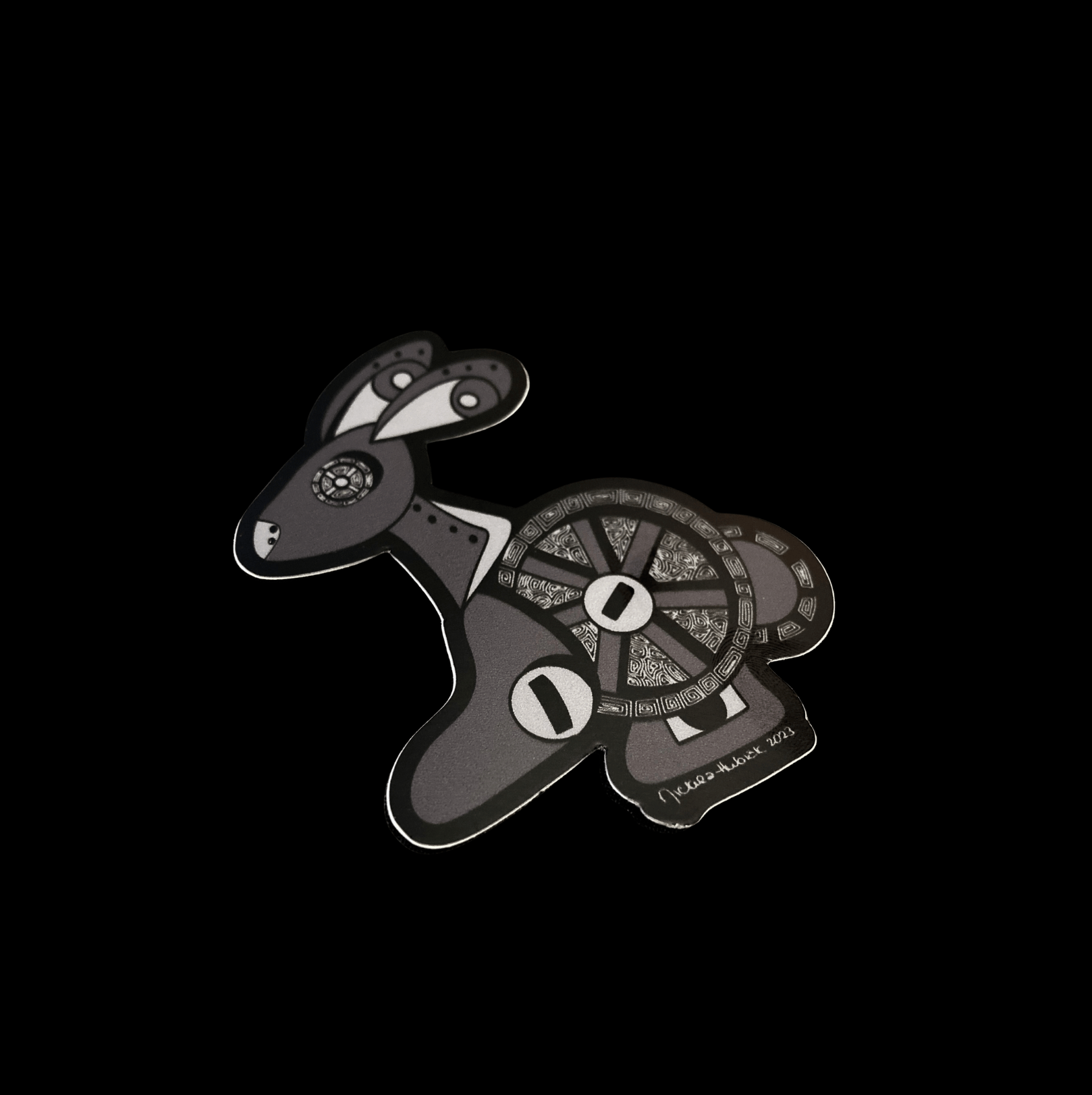 Steampunk Bunny Hand - drawn Vinyl Sticker