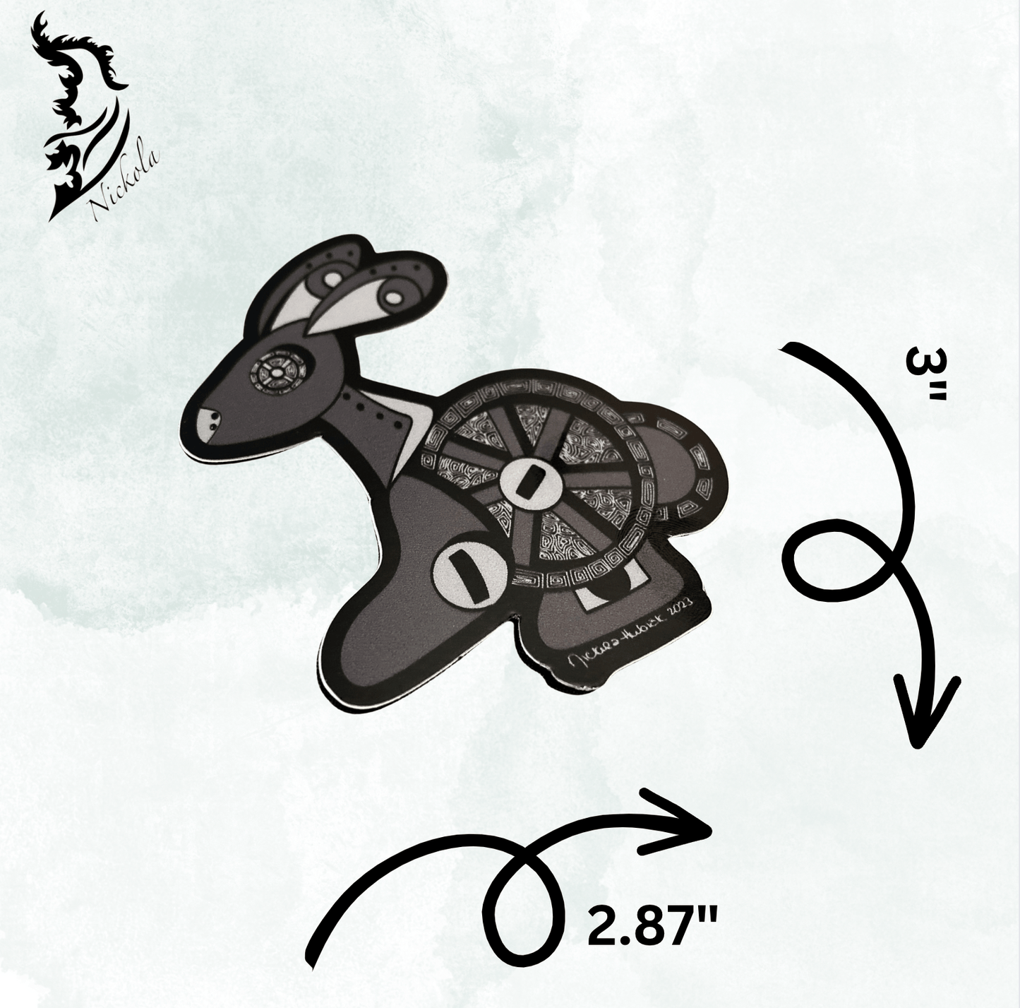 Steampunk Bunny Hand - drawn Vinyl Sticker