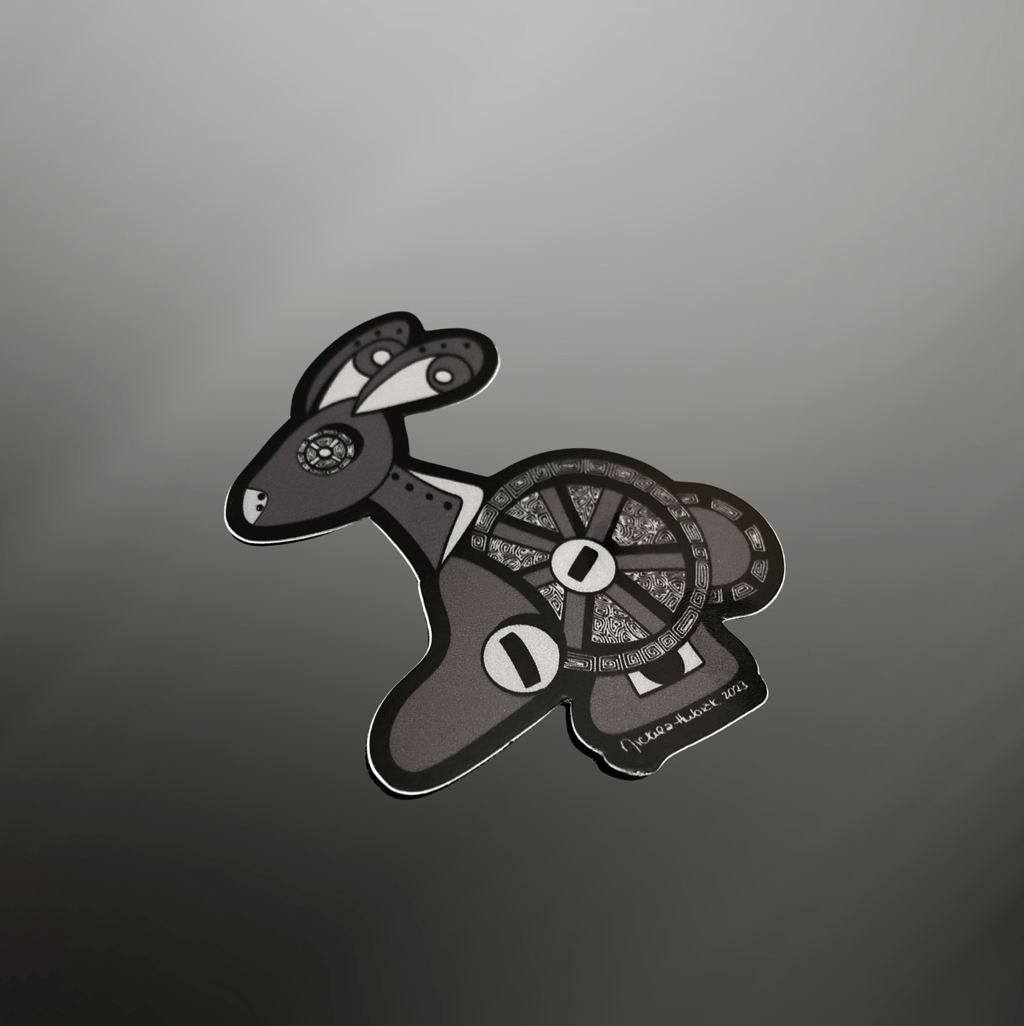 Steampunk Bunny Hand - drawn Vinyl Sticker