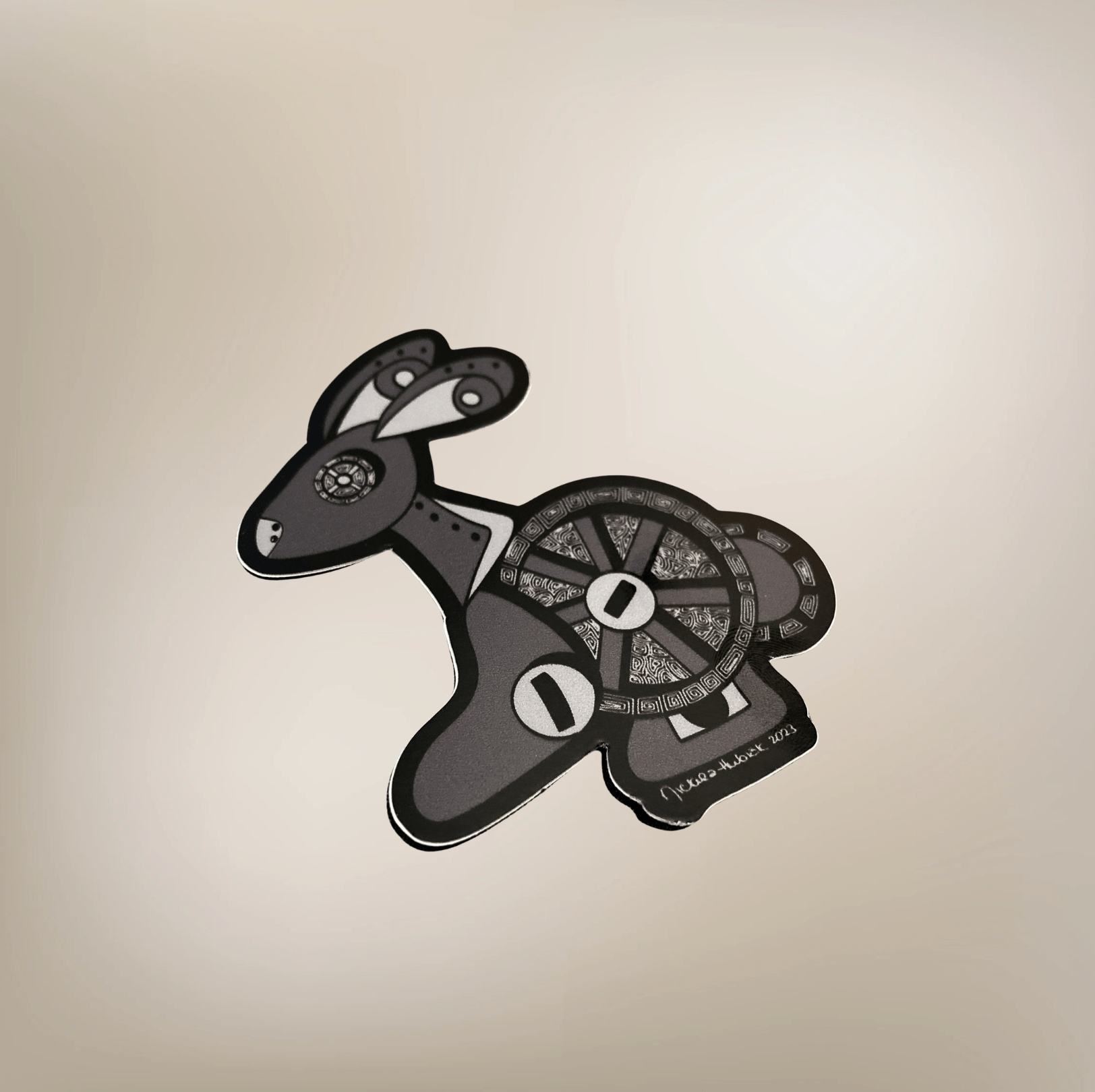 Steampunk Bunny Hand - drawn Vinyl Sticker